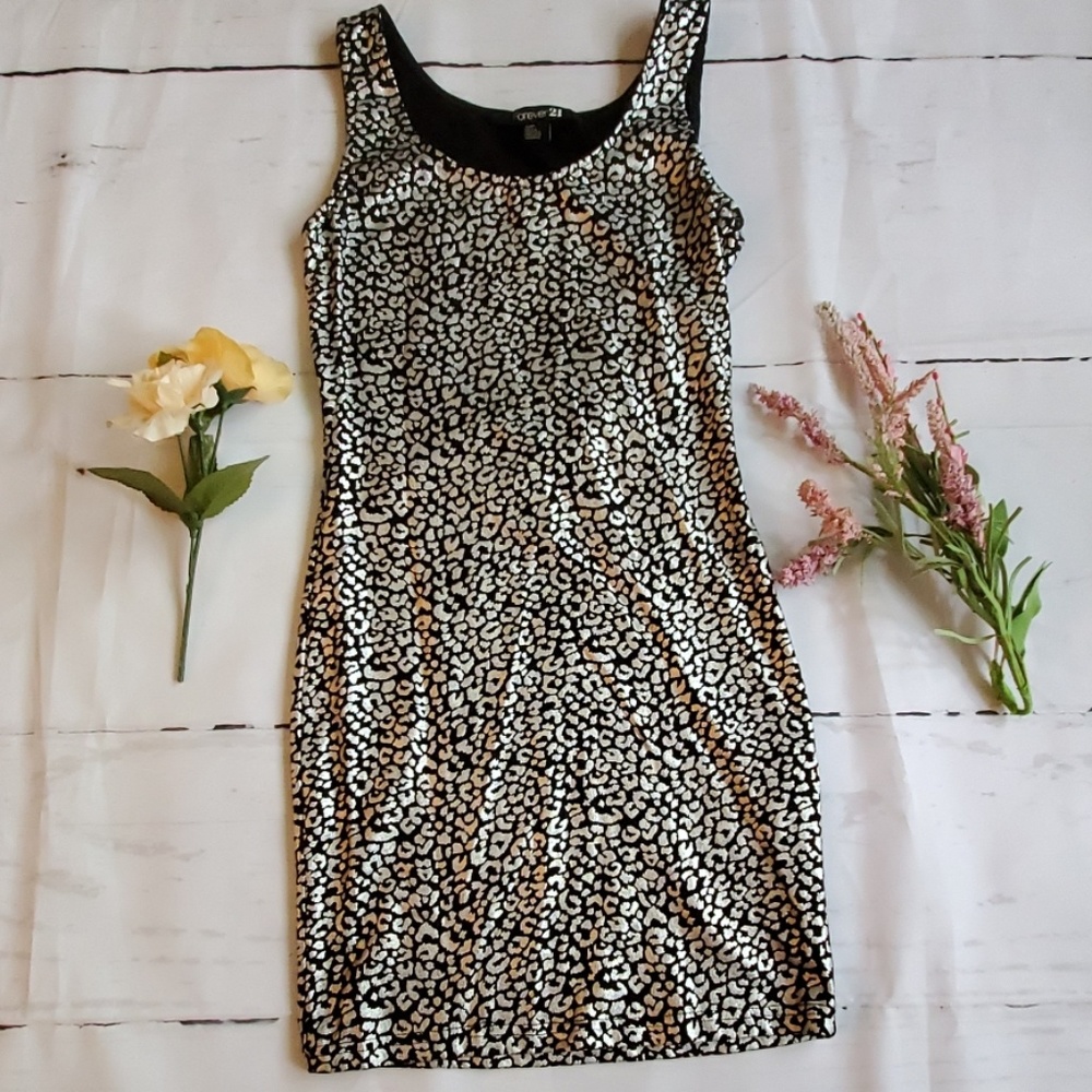 Sexy Black/Silver cheetah dress